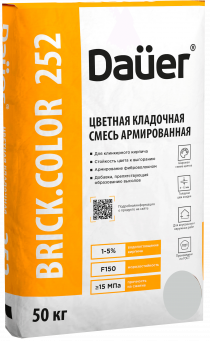 Цветная кладочная смесь Dauer BRICK.COLOR 252 армированная (для клинкера), светло-серый, 50 кг, лето Цветная кладочная смесь Dauer BRICK.COLOR 252 армированная (для клинкера), светло-серый, 50 кг, лето