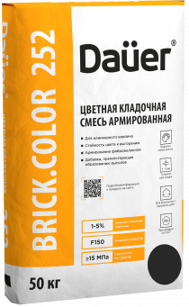 Цветная кладочная смесь Dauer BRICK.COLOR 252 армированная (для клинкера), антрацитовый, 50 кг, лето Цветная кладочная смесь Dauer BRICK.COLOR 252 армированная (для клинкера), антрацитовый, 50 кг, лето