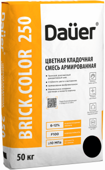 Кладочная смесь для облицовочного кирпича Dauer BRICK.COLOR 250 черный, армированная, 50 кг, лето Кладочная смесь для облицовочного кирпича Dauer BRICK.COLOR 250 черный, армированная, 50 кг, лето