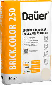 Кладочная смесь для облицовочного кирпича Dauer BRICK.COLOR 250 кремово-бежевый, армированная, 50 кг, лето Кладочная смесь для облицовочного кирпича Dauer BRICK.COLOR 250 кремово-бежевый, армированная, 50 кг, лето