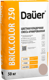 Кладочная смесь для облицовочного кирпича Dauer BRICK.COLOR 250 кремовый, армированная, 50 кг, лето Кладочная смесь для облицовочного кирпича Dauer BRICK.COLOR 250 кремовый, армированная, 50 кг, лето