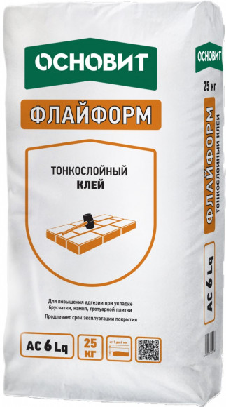 Клей для брусчатки и камня ОСНОВИТ ФЛАЙФОРМ АС6Lq тонкослойный 25 кг Клей для брусчатки и камня ОСНОВИТ ФЛАЙФОРМ АС6Lq тонкослойный 25 кг