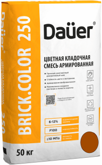 Кладочная смесь для облицовочного кирпича Dauer BRICK.COLOR 250 терракотовый, армированная, 50 кг, лето Кладочная смесь для облицовочного кирпича Dauer BRICK.COLOR 250 терракотовый, армированная, 50 кг, лето