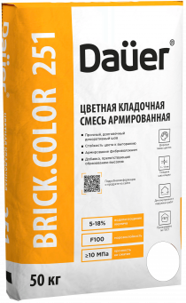 Смесь кладочная цветная армированная DAUER BRICK.COLOR 251, ультра-белый, 50 кг, лето Смесь кладочная цветная армированная DAUER BRICK.COLOR 251, ультра-белый, 50 кг, лето