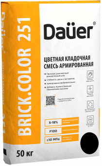 Смесь кладочная цветная армированная DAUER BRICK.COLOR 251, черный, 50 кг, лето Смесь кладочная цветная армированная DAUER BRICK.COLOR 251, черный, 50 кг, лето
