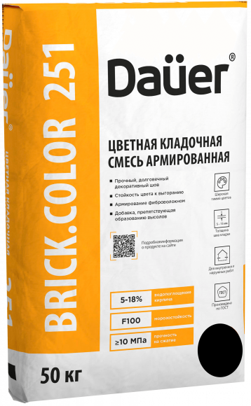 Смесь кладочная цветная армированная DAUER BRICK.COLOR 251, черный, 50 кг, лето
