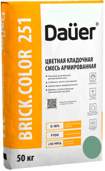 Смесь кладочная цветная армированная DAUER BRICK.COLOR 251, зеленый, 50 кг, лето