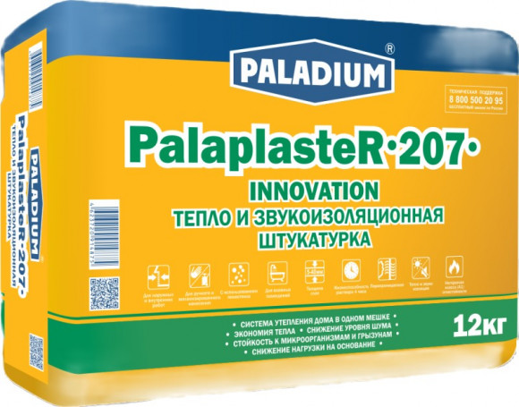 Штукатурка цементная PalaplasteR-207 тепло- и звукоизоляционная12 кг Штукатурка цементная PalaplasteR-207 тепло- и звукоизоляционная12 кг
