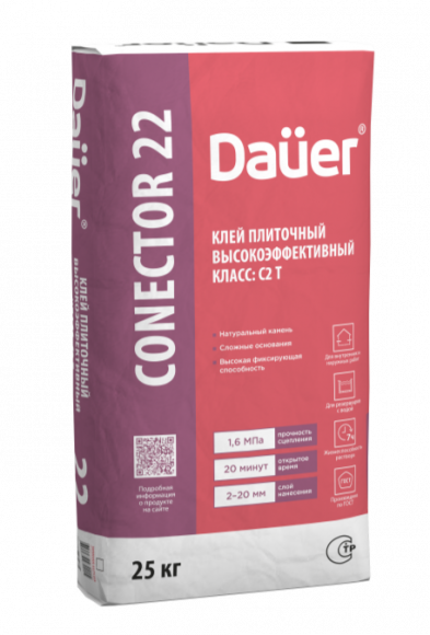 Плиточный клей высокоэффективный Dauer CONECTOR® 22, зима, 25 кг Плиточный клей высокоэффективный Dauer CONECTOR® 22, зима, 25 кг