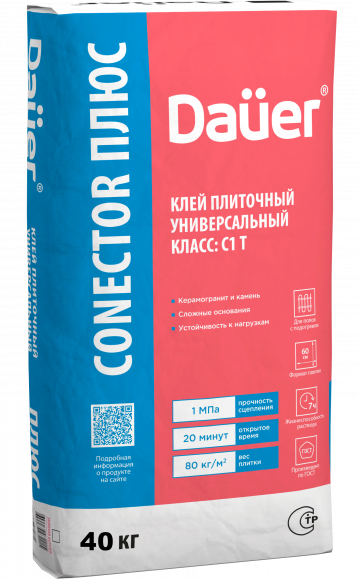 Плиточный клей Dauer CONECTOR® Плюс, 40 кг Плиточный клей Dauer CONECTOR® Плюс, 40 кг