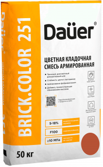 Смесь кладочная цветная армированная DAUER BRICK.COLOR 251, кирпичный, 50 кг, лето Смесь кладочная цветная армированная DAUER BRICK.COLOR 251, кирпичный, 50 кг, лето