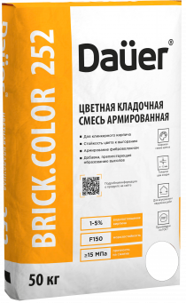 Цветная кладочная смесь Dauer BRICK.COLOR 252 армированная (для клинкера), белый, 50 кг, лето Цветная кладочная смесь Dauer BRICK.COLOR 252 армированная (для клинкера), белый, 50 кг, лето